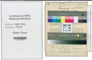 Entnazifizierung Franz Roehr , geb. 13.02.1896 (Fabrikant)