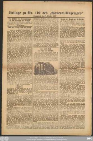 General-Anzeiger für Kemberg, Bad Schmiedeberg und Umgegend, Beilage zu Nr. 119 des „General-Anzeigers“ Sonnabend, den 8. Oktober 1927
