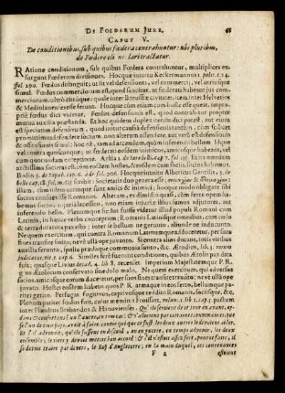 Caput V. De conditionibus, sub quibus foedera contrahuntur:
