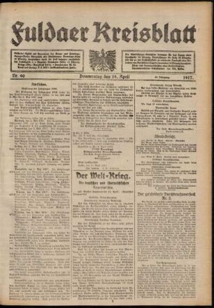Ausgabe vom Donnerstag, den 19. April 1917.
