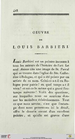 Oeuvre de Louis Barbieri