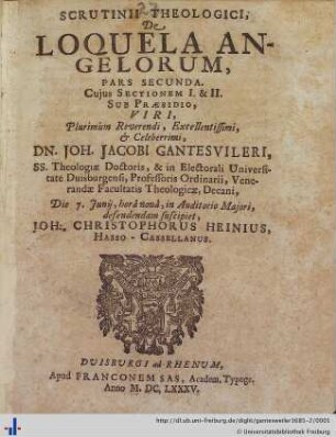 Pars Secunda, Sec. I & II: Scrutinium, De Loquela Angelorum