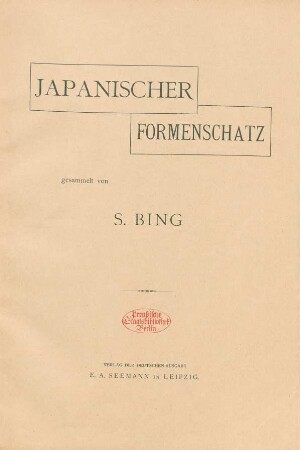 1,1/6=Bd. 1.1888: Japanischer Formenschatz