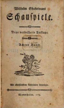 Willhelm Shakespears Schauspiele, 8