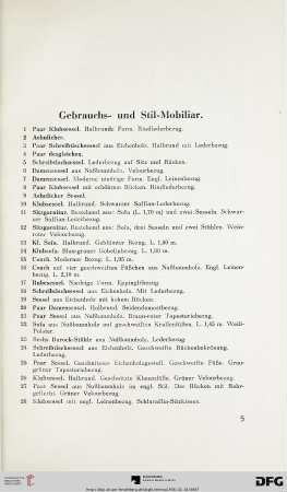 Gebrauchs- und Stil-Mobiliar (Nr. 1-202)
