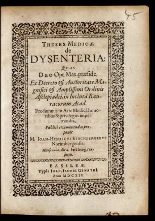 Theses Medicae de Dysenteria
