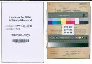 Entnazifizierung Aloys Hendricks , geb. 09.11.1894 (Unternehmer)