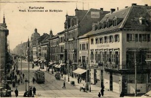 Postkartensammlung Weis mit Ansichten Karlsruhes. Kaiserstraße ab Marktplatz Richtung Westen