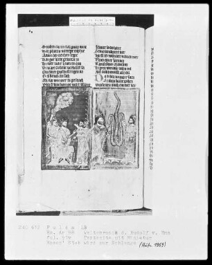 Rudolf von Ems, Weltchronik — Moses' Stab wird zur Schlange, Folio 91verso