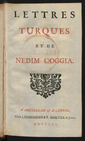 Lettres Turques Et De Nedim Coggia