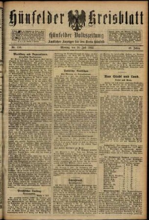 Ausgabe vom Montag, den 10. Juli 1922.