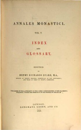 Annales monastici, 5. Index and glossary