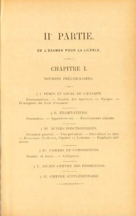 II e partie. de l'examen pour la licence