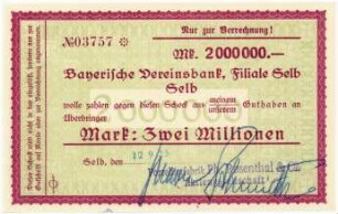 Geldschein / Notgeld, 2 Millionen Mark, 12.9.1923