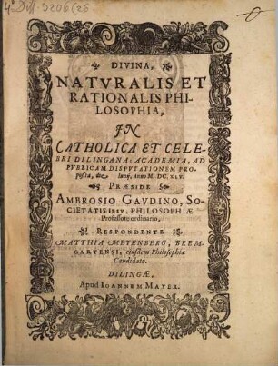 Divina, naturalis et rationalis philosophia