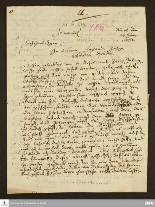 Brief von Ambrosius Wirth an Johann Daniel Herrnschmidt.