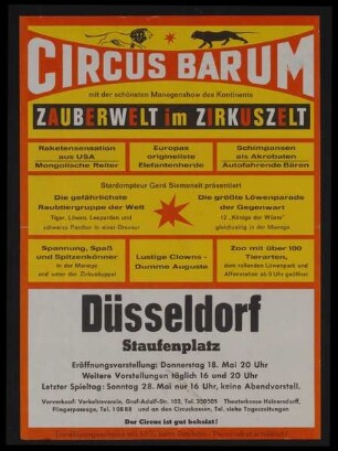 Circus Barum - Zauberwelt im Zirkuszelt, Düsseldorf, ohne Jahr