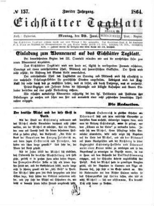 Eichstätter Tagblatt. 1864,6/9 = Jg. 2, 20. Juni - 22. Sept.