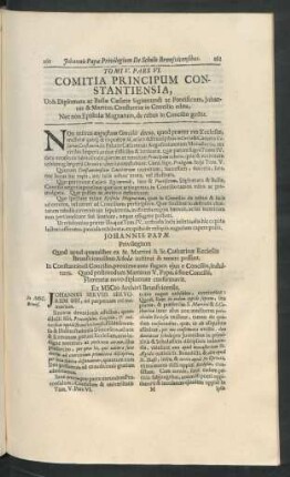 Pars VI. Comitia Principum Constatiensia, Ut, & Diplomata ac Bullae Caesaris Sigismundi ac Pontificum ..
