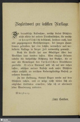 Begleitwort zur sechsten Auflage