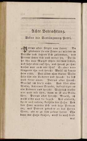 Achte Betrachtung. Ueber die Verläugnung Petri.