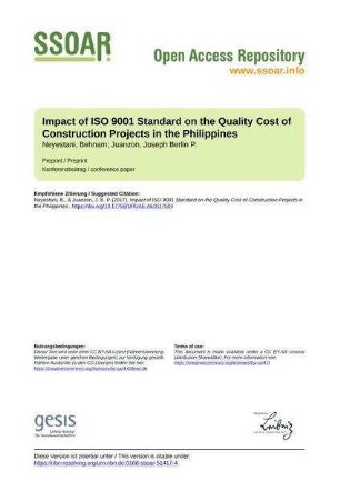 Impact of ISO 9001 Standard on the Quality Cost of Construction Projects in the Philippines