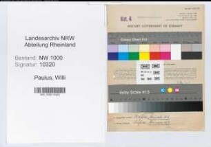 Entnazifizierung Willi Paulus, geb. 06.04.1892 (Vers.Vertreter)