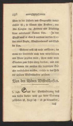Von den schönen Wissenschaften