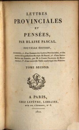 Lettres provinciales et pensées, 2