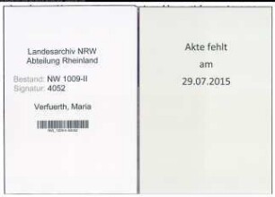 Entnazifizierung Maria Verfuerth , geb. 13.05.1907 (Krankenpflegerin)