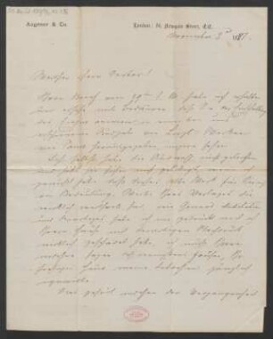 Brief an B. Schott's Söhne : 03.11.1881