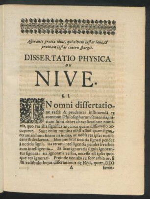 Dissertatio Physica De Nive.