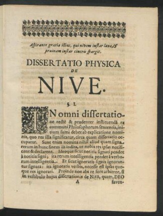 Dissertatio Physica De Nive.