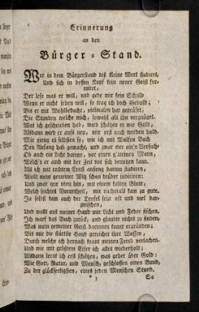 Erinnerung an den Bürger-Stand.