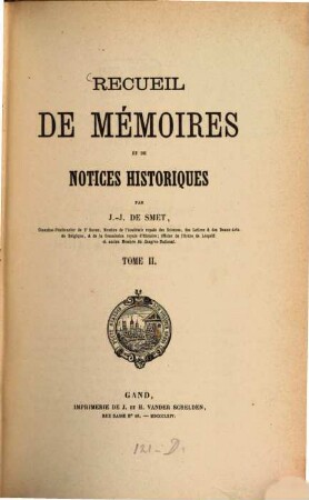 Recueil de mémoires et de notices historiques, 2