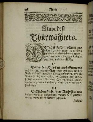 Ampt deß Thürwächters