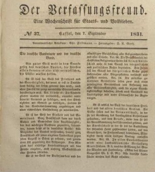 № 37. Cassel, den 7. September 1831.