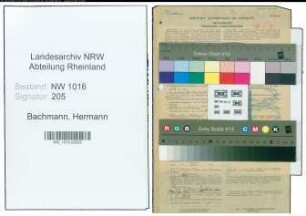 Entnazifizierung Hermann Bachmann , geb. 17.06.1901 (Lehrer)