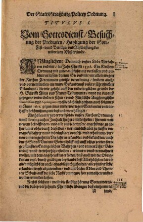 Der Statt Straßburg Policeij Ordnung