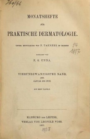 Monatshefte für praktische Dermatologie. 24. 1897