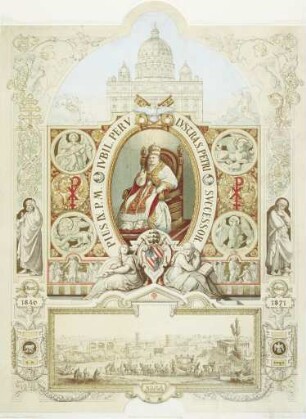 Gedenkblatt zum 25-jährigen Papstjubiläum des Papstes Pius IX.