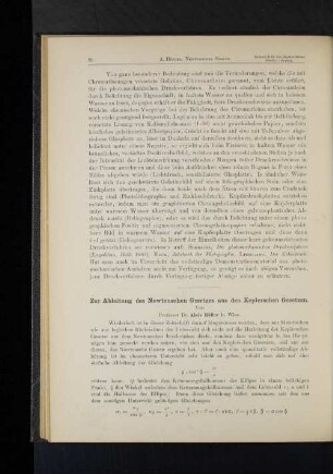 Zur Ableitung des Newtonschen Gesetzes aus den Keplerschen Gesetzen.