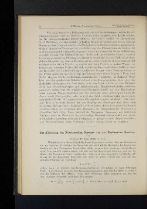 Zur Ableitung des Newtonschen Gesetzes aus den Keplerschen Gesetzen.
