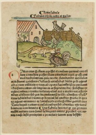 Aesop Vita et Fabulae — 4. Fabel, 9. Buch: Die Fabel von der Katze und dem Hahn