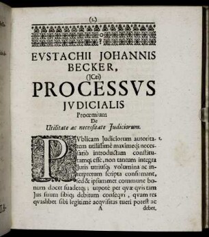 Prooemium De Utilitate ac necessitate Judiciorum.