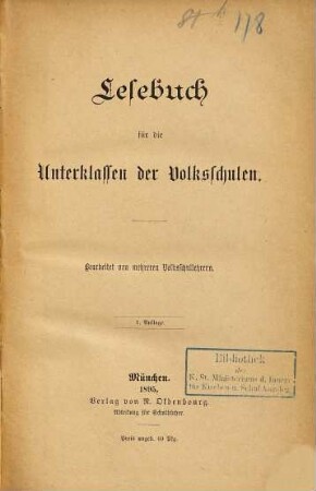 Lesebuch für die ... Volksschulen : Bearbeitet von mehreren Volksschullehrern, 1