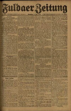 Erste Ausgabe vom Samstag, den 05. Juli 1919.