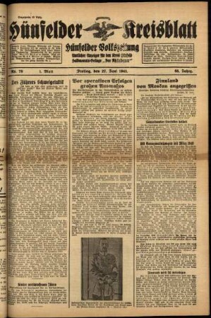 Erste Ausgabe vom Freitag, den 27. Juni 1941.