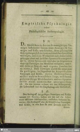 Empirische Psychologie oder Philosophische Anthropologie