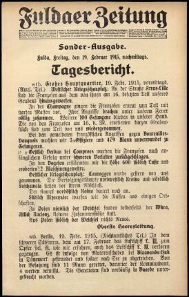 Ausgabe vom Freitag, den 19. Februar 1915.